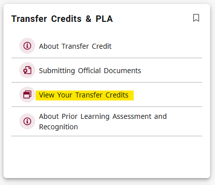 myKPU Transfer Credit & PLA tile